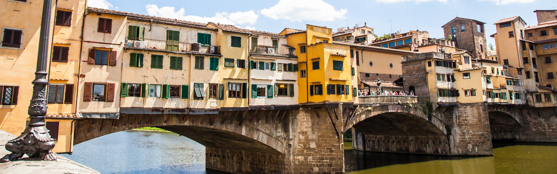 Italy, Florence. View of Ponte Vecchio, the main landmark of the city