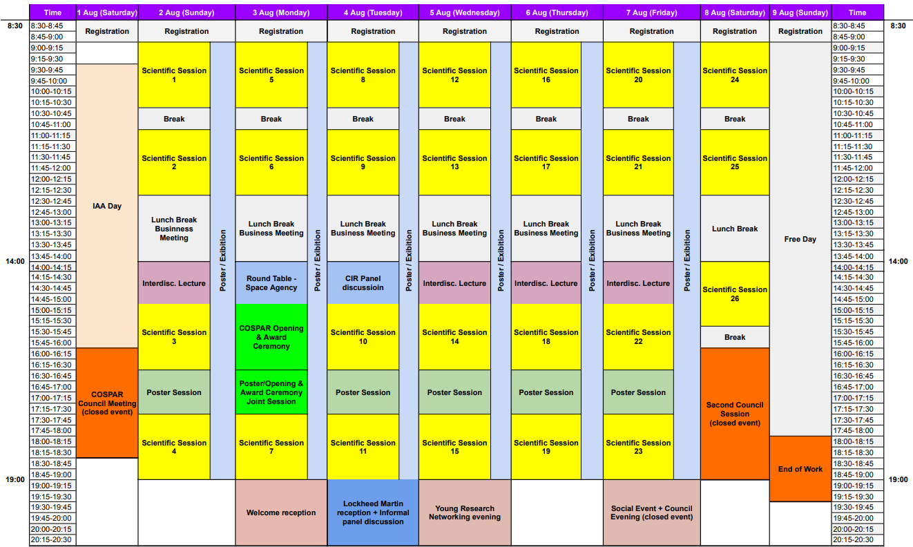 program at a glance cospar 2026